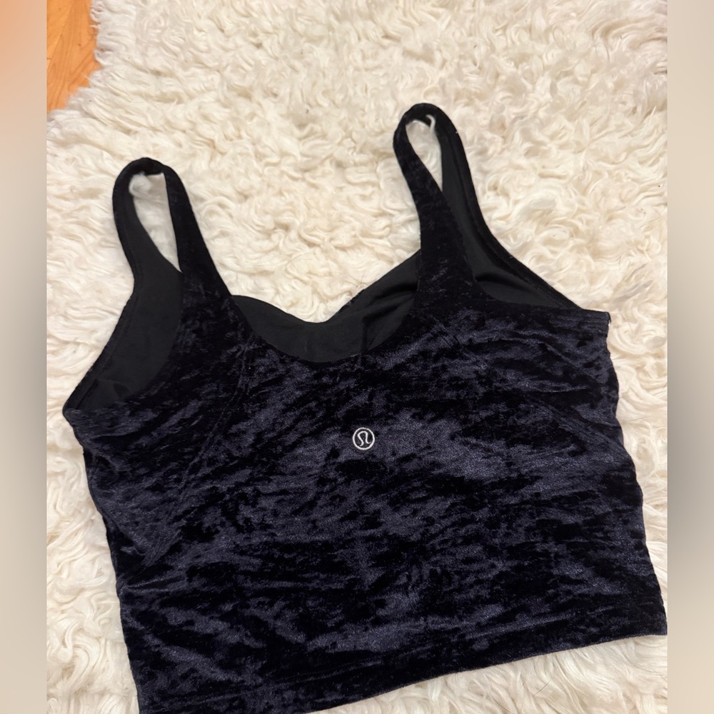 LULULEMON ATHLETICA crushed velvet sports bra top size 6 black limited edition